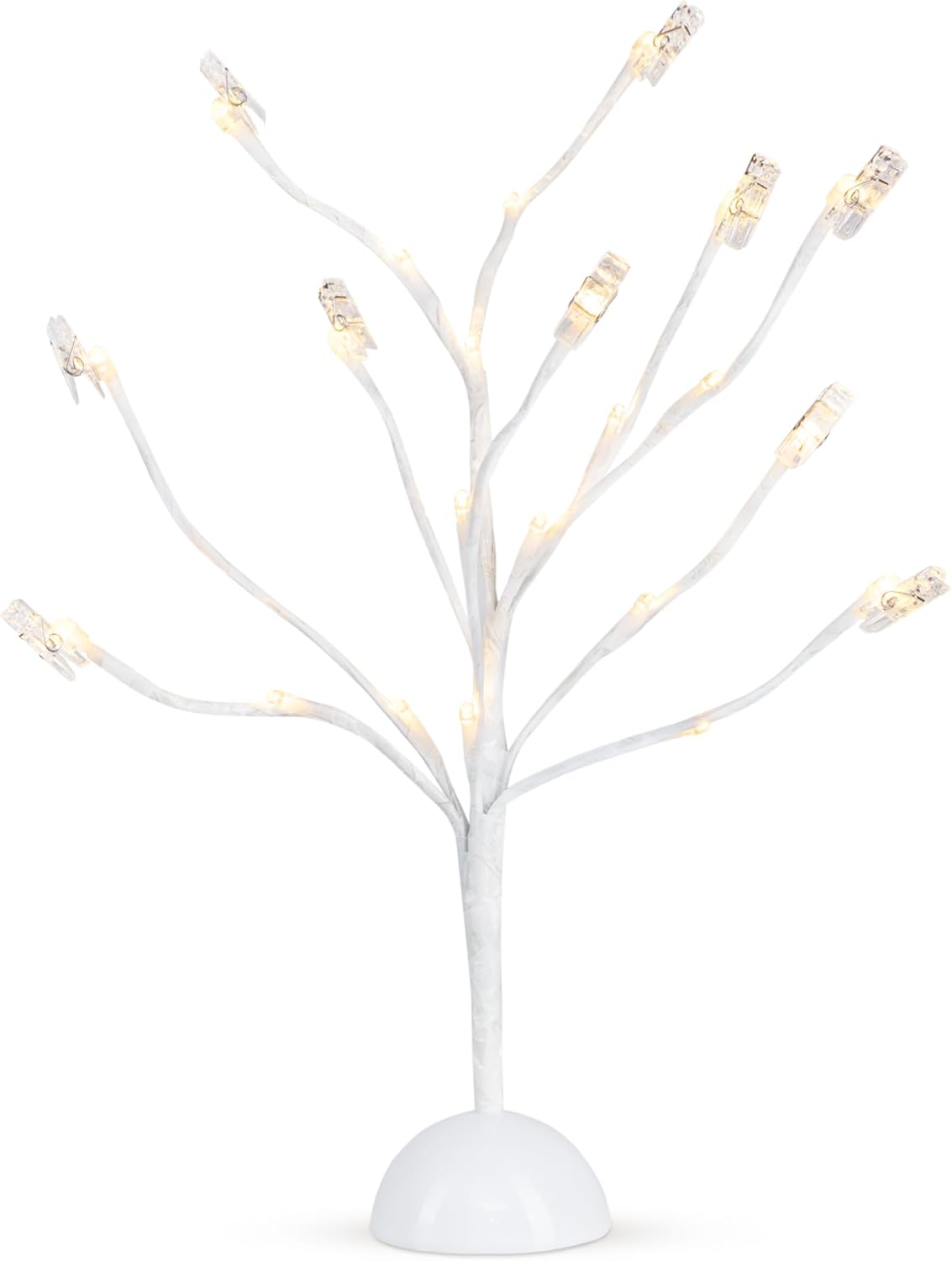 CraftyCrocodile LED Gift Card Tree Holder - Metal Display Stand with 10 Flexible Clips for Photos, Money, Lottery Tickets, Cards & Notes - 25 Warm Lights