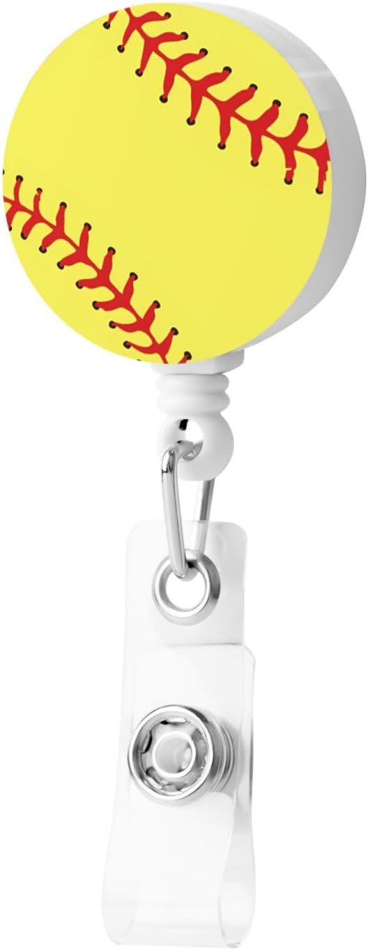 Softball Badge Reels Retractable Badge Holder with Clip for Id Name Tag Office Worker Student Teacher Nurse Doctor