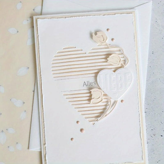 Lapoo Geometric Cutting Die for Scrapbooking - Durable, Cut Stencils for DIY Scrapbook Photo Album Decorative Paper Card, Card Making Supplies (Striped Heart 2.6 x 2.6 in)