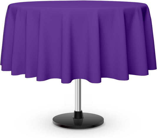 3 Pack Round Disposable Dark Purple Tablecloth, Dark Purple Plastic Table Cloths for Parties Disposable, 84x84 in Waterproof Camping Tablecloth for Birthday Party Baby Shower Picnic School