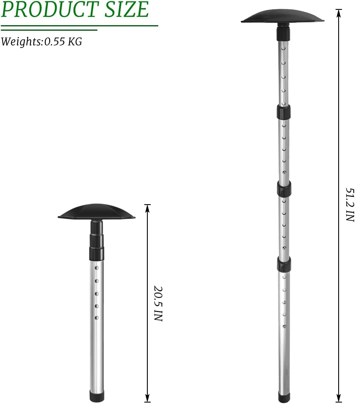 Golf Travel Support Pole, 20.5-51.2 inches Telescoping Aluminum Rod, Protects Clubs, Fits All Travel Bags