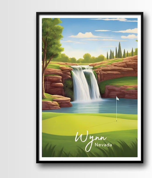 Nationcog Wynn Golf Poster, Vintage Nevada Travel Wall Art Print, Retro Resort Golf Artwork, Classic Decor Gift for Men, Office or Man Cave (Unframed) (20x30)