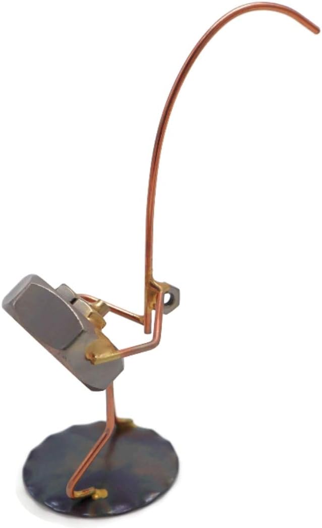 Fishing Nut Collectible Handmade Metal Art Figurine, Desk Accessories, Trophy, Boss Gift, Home Office Décor