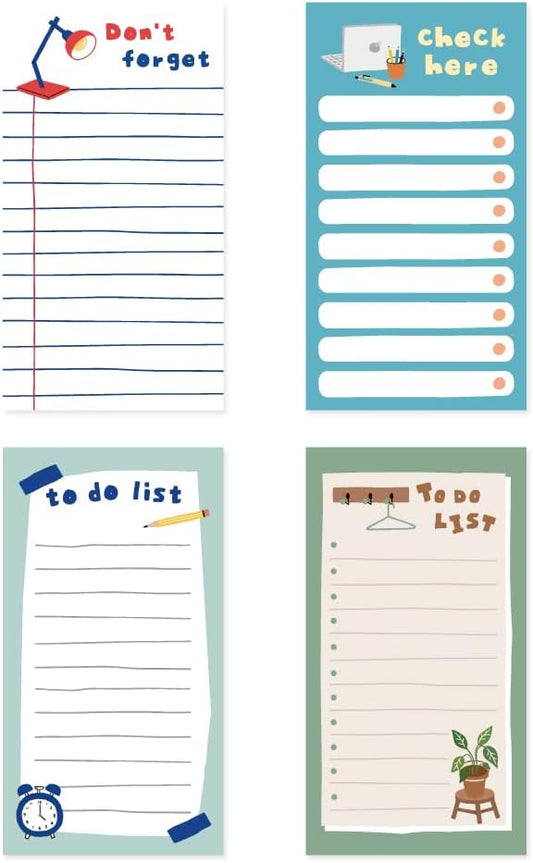 Monolike Memopad Ordinary days SET - 4 Packs, 4 Different Designs, 80 Sheets Per Pad, Total 320 Sheets, Note pads, Writing pads, 80x148mm