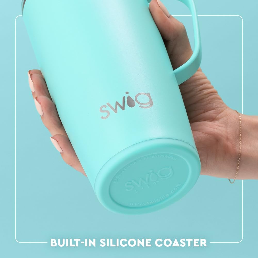 Swig Life Stainless Steel 22oz Travel Mug, Insulated Tumbler with Handle and Lid, Cup Holder Friendly, Dishwasher Safe, Caliente