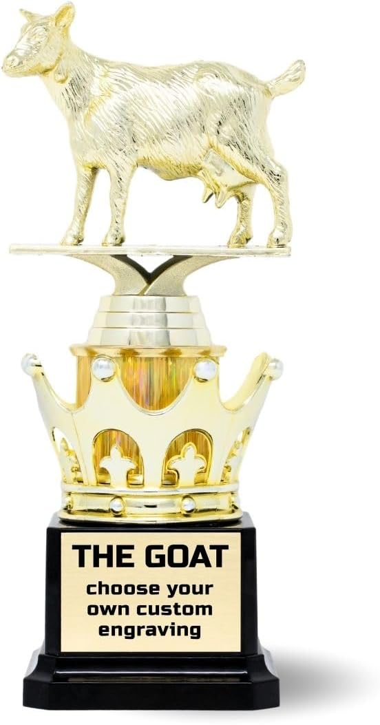 Goat Trophy - G.O.A.T. - Greatest of All Time Funny Trophy Award with Option for Custom Plate - Appreciation Gift for Boss, Coworker, Friend - League Champion Award Winner
