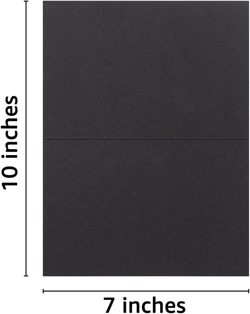 50 Pack Blank Cards Folded Cardstock Thank You Blank Greeting Cards for Invitations, Wedding, Greeting Cards, All Occasion DIY (Black, 5x7)