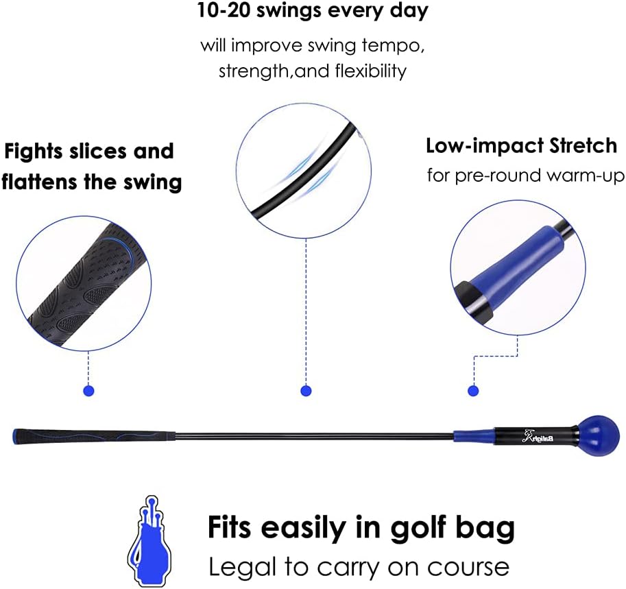 Golf Swing Trainer Aid 48"/40" Warm-Up Stick for Strength Flexibility Tempo Training Golf Practice Aid with Weighted Head Swing Corrector for Men Women