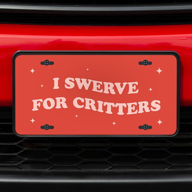 Unique Vanity License Plates | 16 Individual Designs | 3 Sizes (Automobile, Golf Cart, Motorcycle/Bike) | Made in U.S.A. | Custom Car Tags (I Brake for Critters, Golf Cart (7" x 4"))