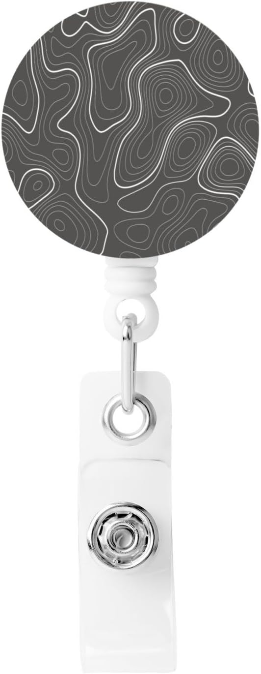 Topography Contour Map Badge Reels Retractable Badge Holder with Clip for Id Name Tag Office Worker Student Teacher Nurse Doctor