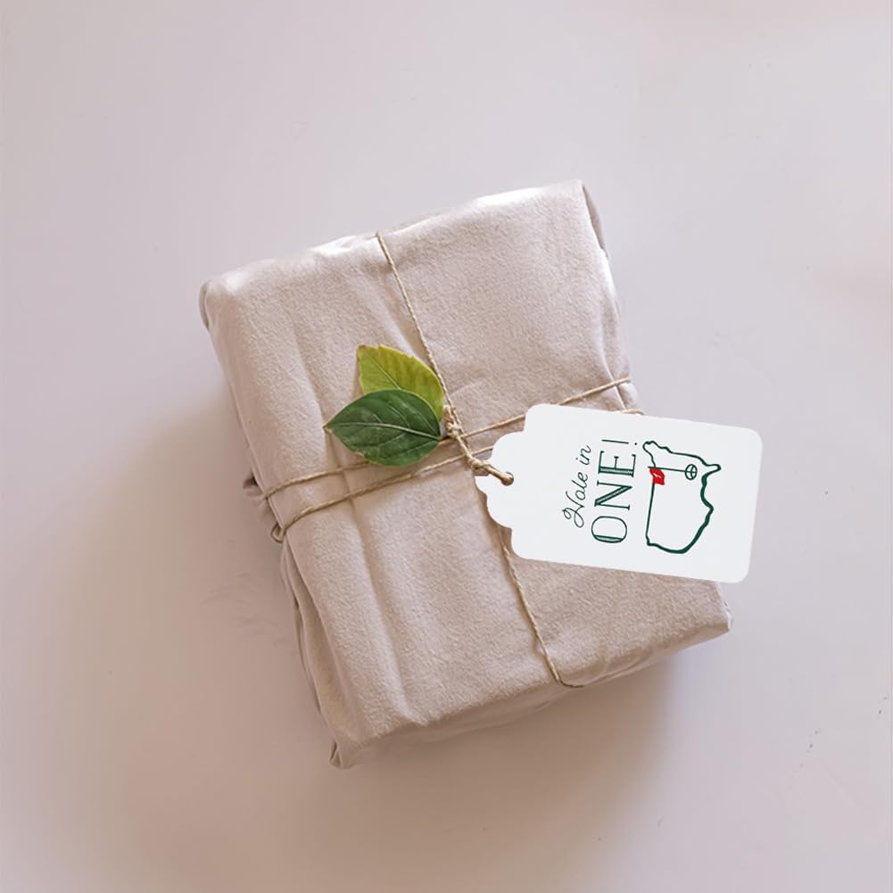 Golf Themed Hole In One First Birthday Tags - 30 Pack Golf Themed Favor and Silverware Tags for Baby 1st Birthday Decorations