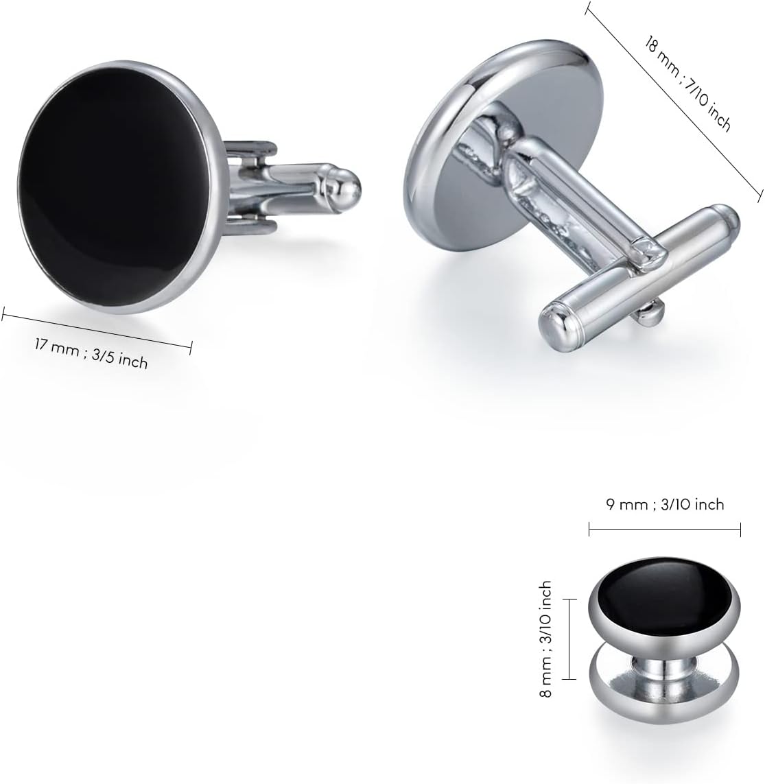 UJOY Cufflinks and Studs Set Blanks Round 4 Colors Shirt Tuxedo Buttons Packed in Cufflink Box for Men