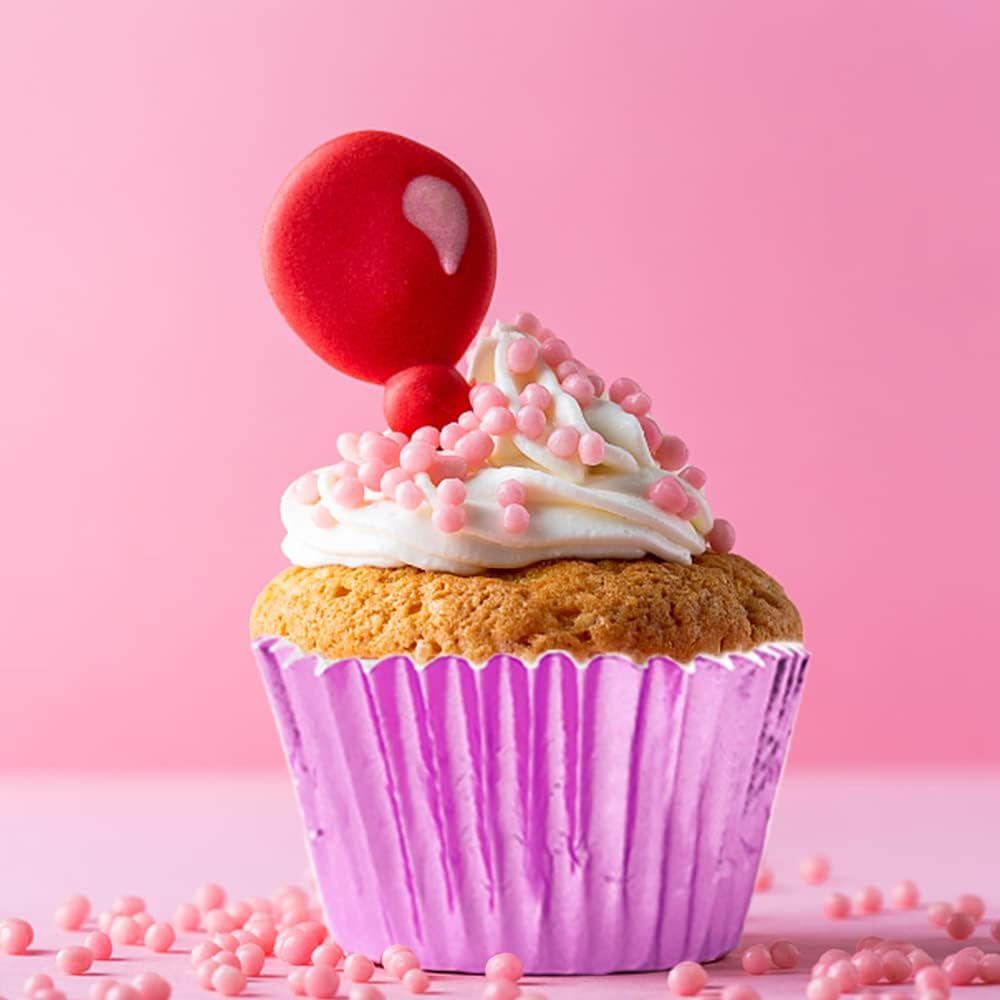 Pink Cupcake Liners for Baking,GOLF 500 Pack Standard Size Pink Foil Cupcake Liners Wrappers Metallic Baking Cups,Muffin Paper Cases