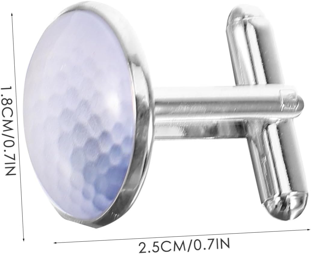 Golf Ball Cufflinks for Men Metal and Glass Suit Accessory Groom Wedding Shirt Studs Stylish Silver Tone Tuxedo Jewelry Easy to Use for Formal Occasions