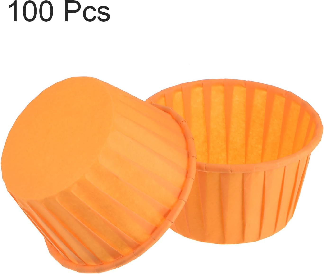 HARFINGTON 100Pcs Cupcake Baking Cups 3.5oz Standard Size Paper Cupcake Liners Greaseproof Wrappers Disposable for Wedding Birthdays Christmas Dessert, Orange