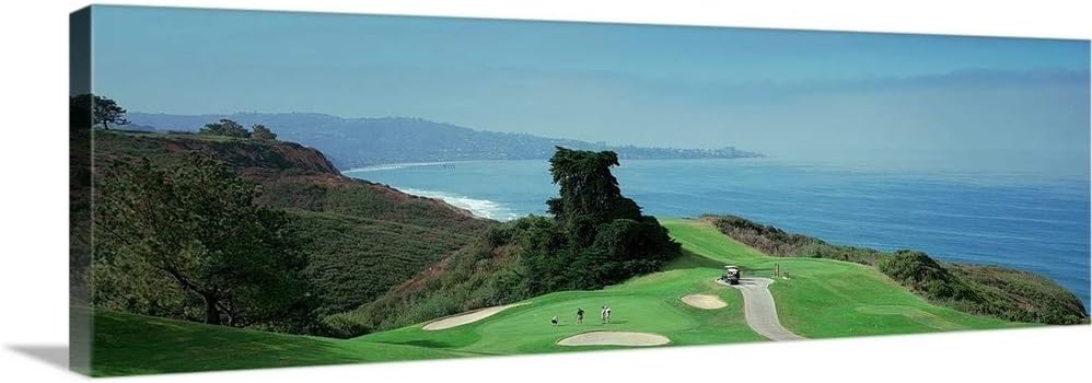 CANVAS ON DEMAND Golf Course At the Coast Torrey Pines Golf Course San Diego California Canvas Wall Art Print, Home Decor, Sports, United States Artwork, 36" x12in