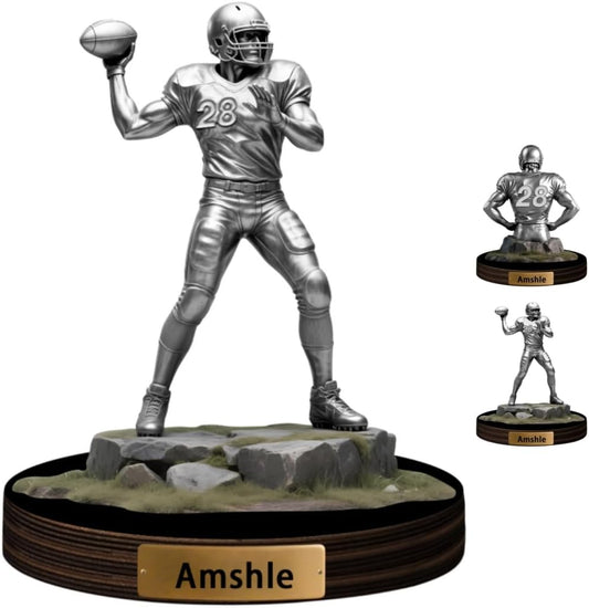 Personalized American Football Player Desktop Ornament for Bedroom Office Rugby Sport Desk Name Plate Custom Name Athletes Figurine Sign Sport Lovers Acrylic Plaque Gift for Men Women Football Lover