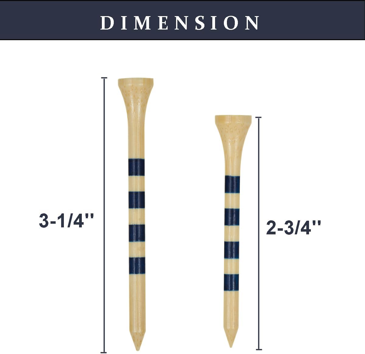 MAZEL Natural Wood/Bamboo Golf Tees 2 3/4 Inch & 3 1/4 Inch,Pack 50 or 120,Reduce Friction & Side Spin,More Stable Golf Tees
