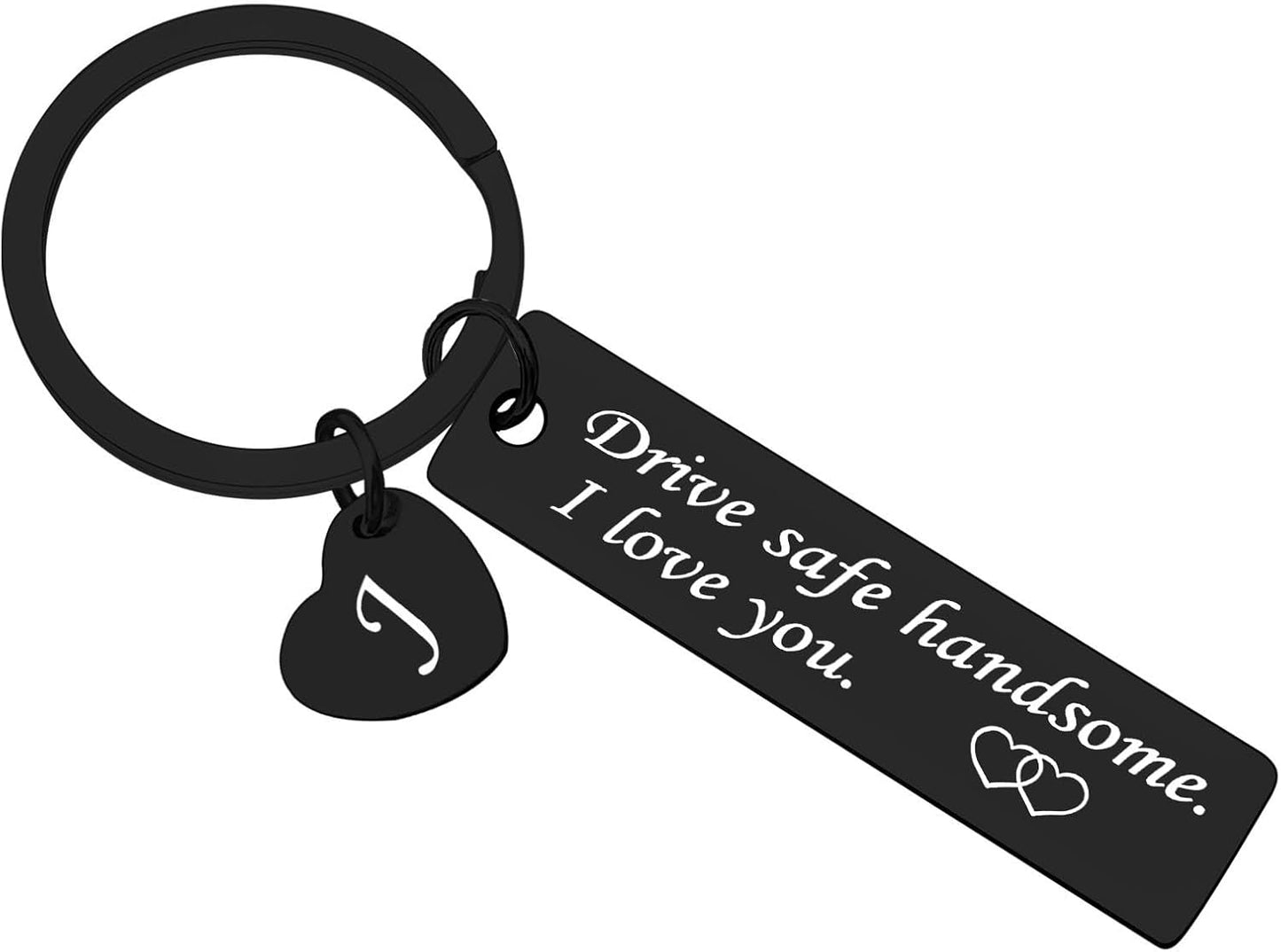 Xiahuyu Drive Safe Keychain for Him Boyfriend Husband 26 Letter Keychain Gift for Men Dad Son Brother Christmas Birthday