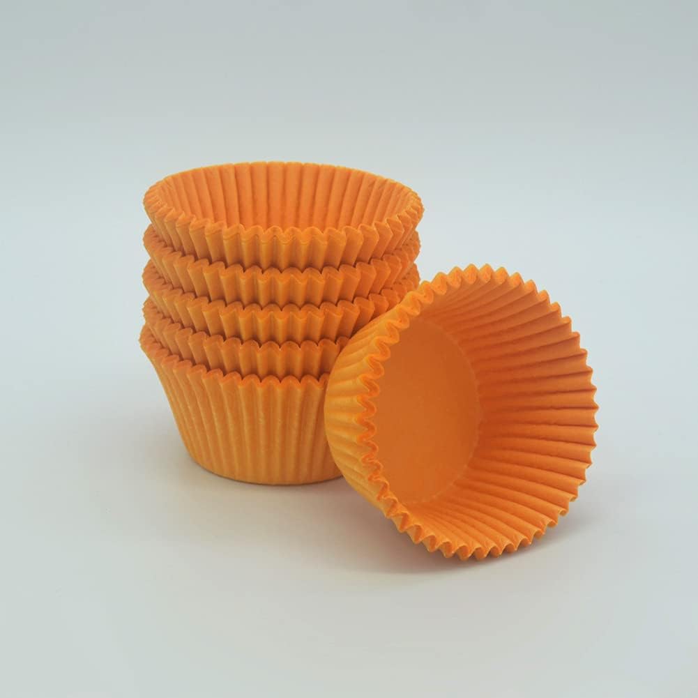 Orange Cupcake Liners Greaseproof Paper Standard Baking Cups for Party and More, 150-Count