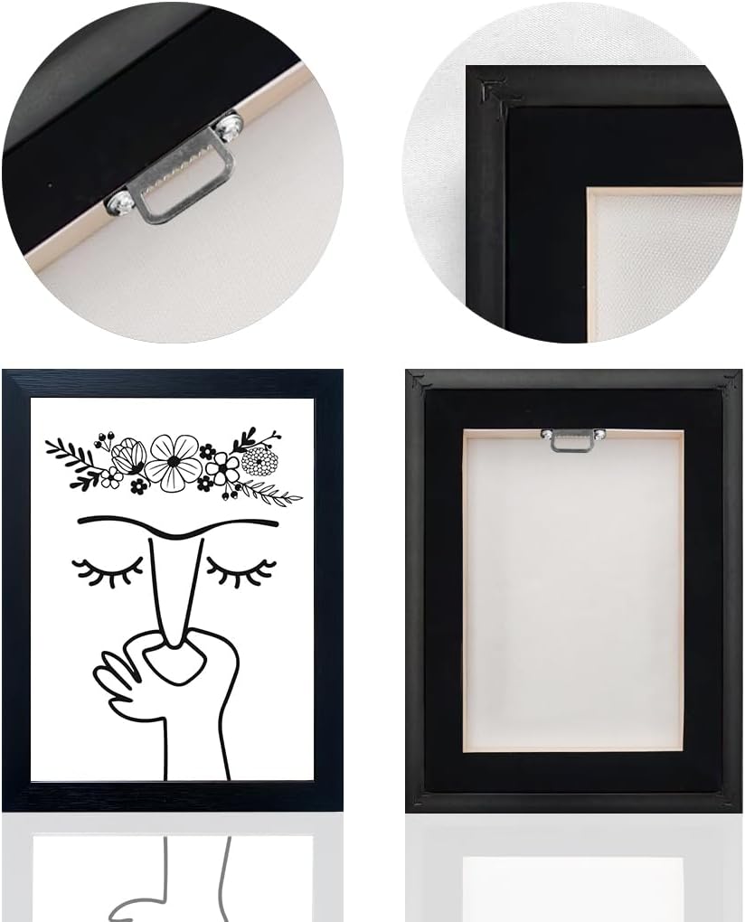 Black and White Bathroom Wall Art - Framed Funny Decor for Guest Toilet - Modern Minimalistic Canvas Print Sign - Humorous Artworks