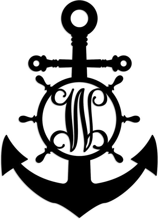 Personalized Anchor Metal Signs,Custom Anchors Initial Sign, Home Office Decoration Metal Signs,Outdoor Wall Decor,Nautical Lovers Gift