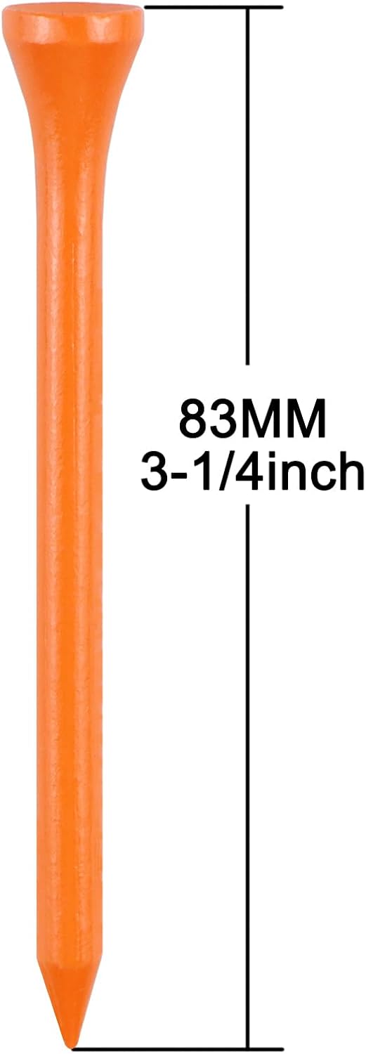 Wooden Golf Tees 3-1/4", 2-3/4", 1-1/2" Available,100 Count (Natural Color, White, Black, Blue, Red, Pink)