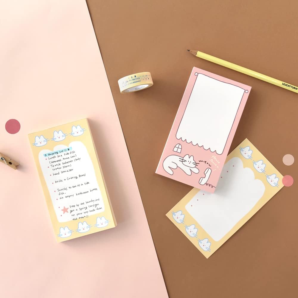 Monolike Memopad Storytown Afternoon A SET - 4 Packs, 4 Different Designs, 80 Sheets Per Pad, Total 320 Sheets, Note pads, Writing pads, 80x148mm