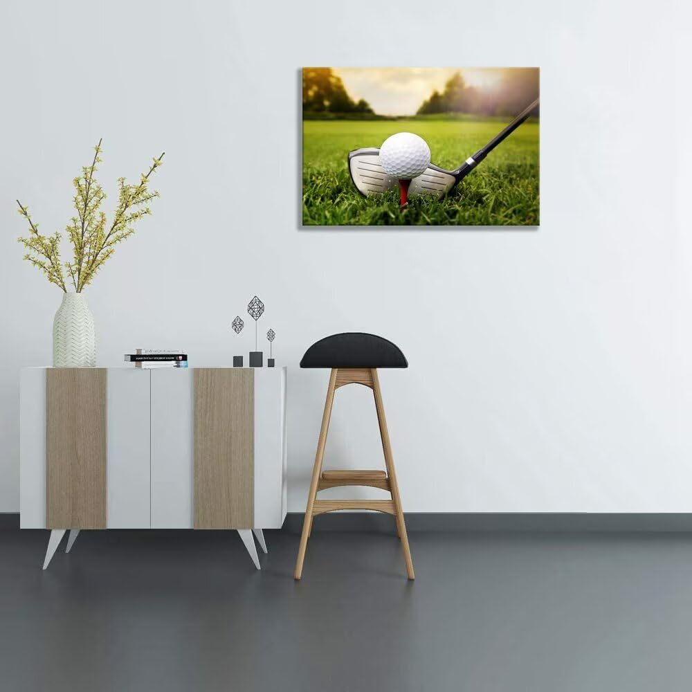 Golf Canvas Wall Art for Gym Room Golf Posters Golf Course Wall Decor for Living Room Bedroom Home Decorations Wall Decor Framed Artwork Ready to Hang(12''H x 16''W)