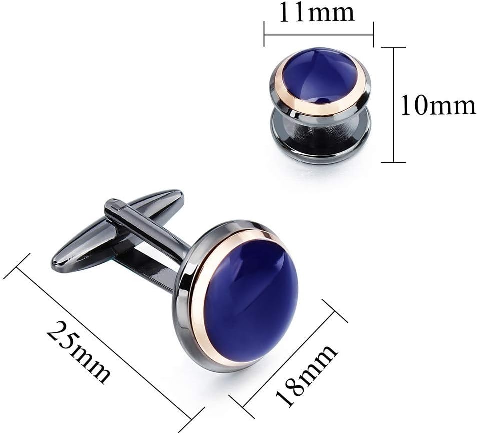 HAWSON Cufflinks and Studs for Men-Fashion Men Vintage Enamel Carbon Fiber Tuxedo Shirt Cufflinks and Studs Set for Regular Wedding Business Accessories