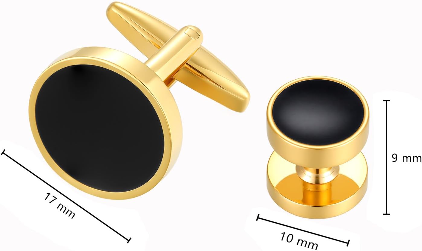 Cufflinks for Men and Tuxedo Shirt Studs Set with Gift Box Stainless Steel Cuff links
