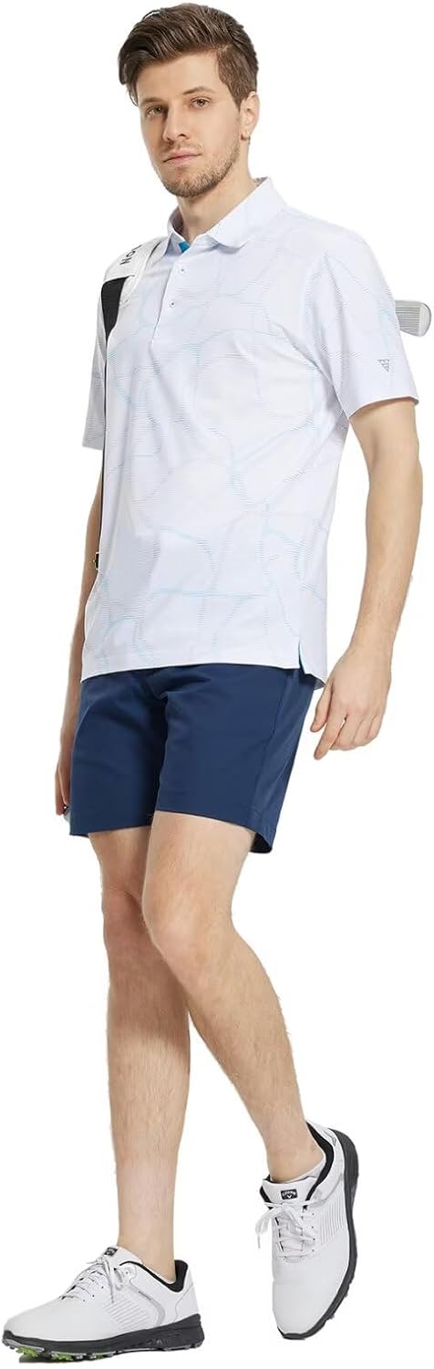 M MAELREG Mens Golf Shirt Short Sleeve Dry Fit Print Moisture Wicking Performance Patterns Collared Polo Shirt