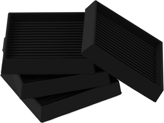 3x3 Square Rubber Furniture Caster Cups, Anti-Sliding Furniture Pads Bed Stopper Floor Protectors with Grip - Protect Any Flooring