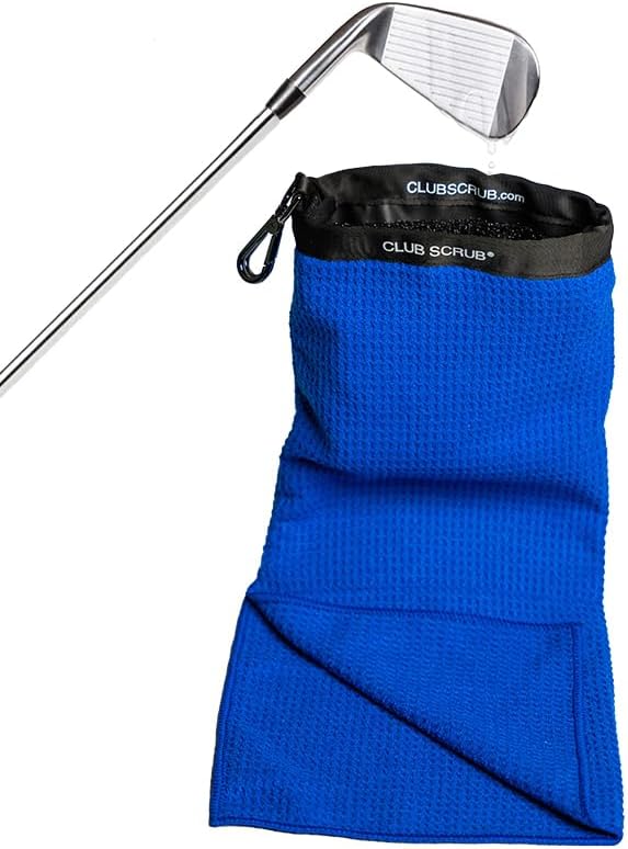 Club Scrub Towel Pro, Golf Club and Ball Cleaning Pouch with Attached Towel, Waterproof Exterior, Clean Face Technology Liner, Machine Washable, Cleans Club Grooves, Waffle-Weave Microfiber