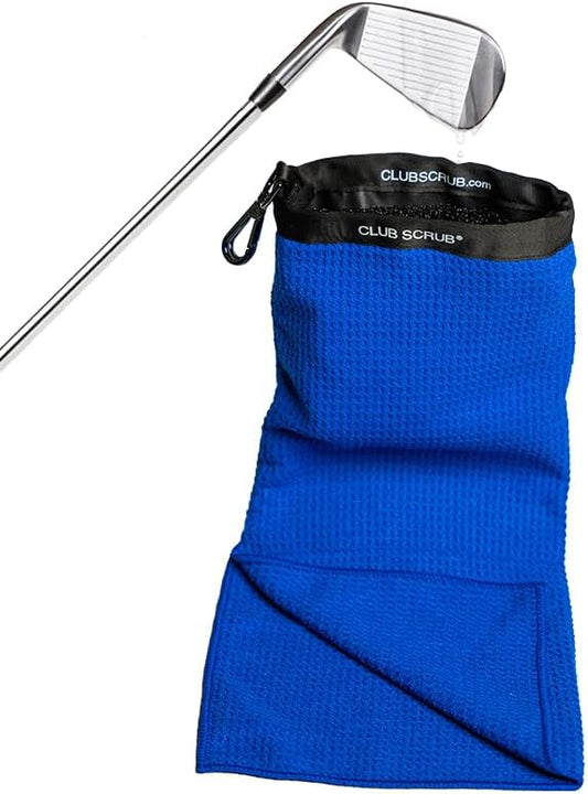 Club Scrub Towel Pro, Golf Club and Ball Cleaning Pouch with Attached Towel, Waterproof Exterior, Clean Face Technology Liner, Machine Washable, Cleans Club Grooves, Waffle-Weave Microfiber