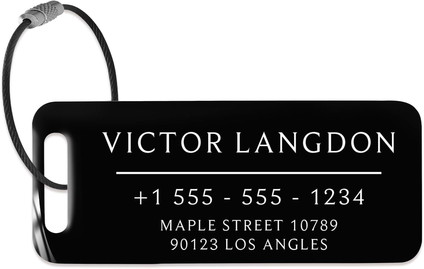 Personalized Luggage Tags for Suitcases - Stainless Steel Custom Luggage Tags for Backpacks & Bags, Sturdy, Waterproof & Heavy Duty (Black / 3" x 1.25")