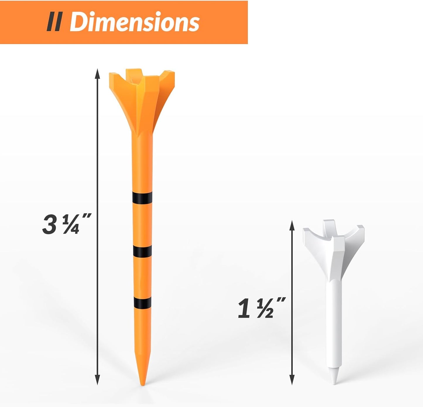 Plastic Golf Tees, 150 Pack (130 Driver Tees + 20 Iron/Hybrid Tees), Low Friction & Resistance, 4-Prongs Head Design to Reduce Friction & Side Spin