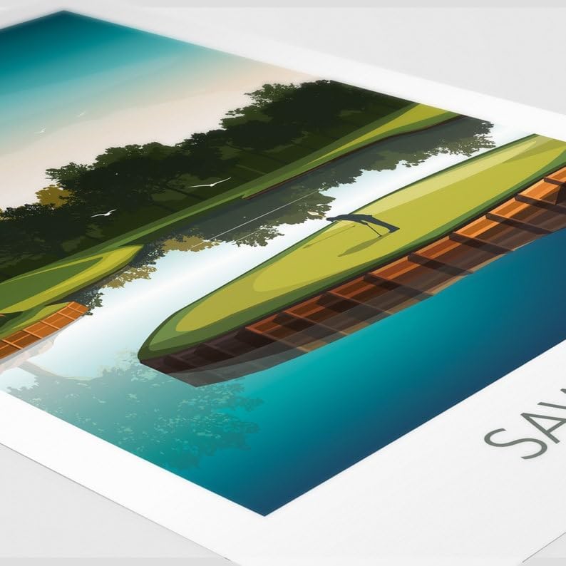 Golf Print - TPC Sawgrass Florida - Island Green 17th Hole, Florida Golf Course Art, Golf Wall Decor, Island Green Illustration, Golf Gift for Him, Scenic Golf Landscape (Unframed) (20x30)