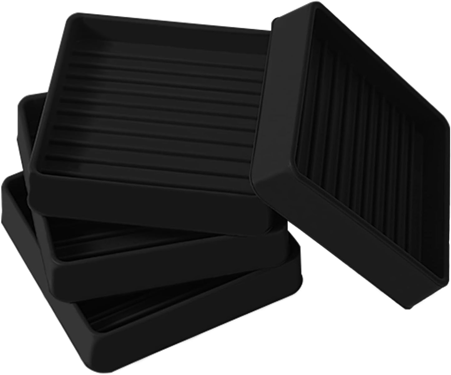 2.5x2.5 Square Rubber Furniture Caster Cups, Anti-Sliding Furniture Pads Bed Stopper Floor Protectors with Grip - Protect Any Flooring