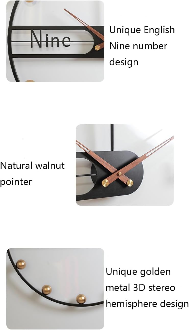 Modern Wall Clock for Living Room Decor Mid Century Metal Large Silent Gold Kitchen Big Wall Clock Art for Bedroom Decorative Office Non Ticking Battery Operated Wall Watch 24 Inch