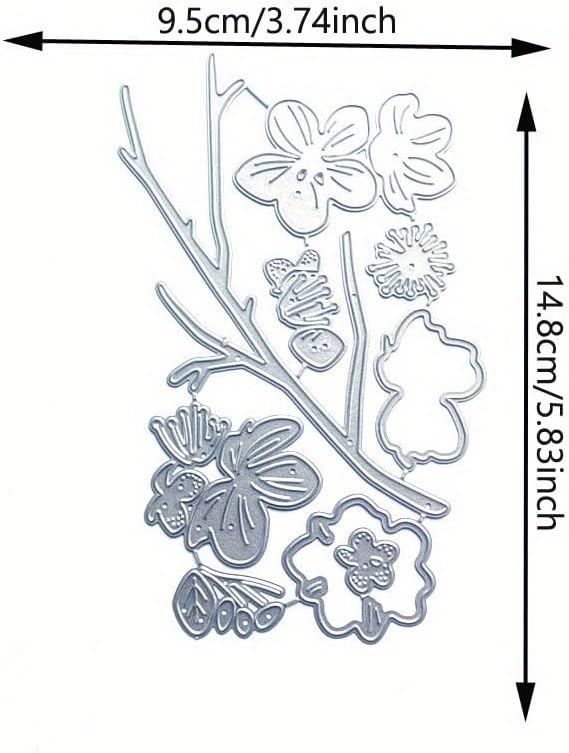 Flowers Metal Cutting Die for Scrapbooking - Cut Stencils for DIY Scrapbook Photo Album Decorative Paper Card, Card Making Supplies, Stencils & Crafting Die Cut (Plum Blossom 5.8 x 3.7 in)