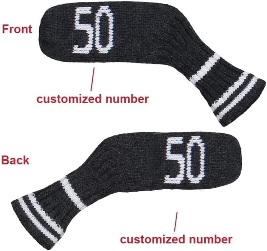 Scott Edward 1/7/10 Pcs Knitted Golf Club Head Covers for Irons Wedge Cuteness and Basically Socks Shape Washable Golf Club Head Protector on Classic Stripes Style，Double Sided Customization