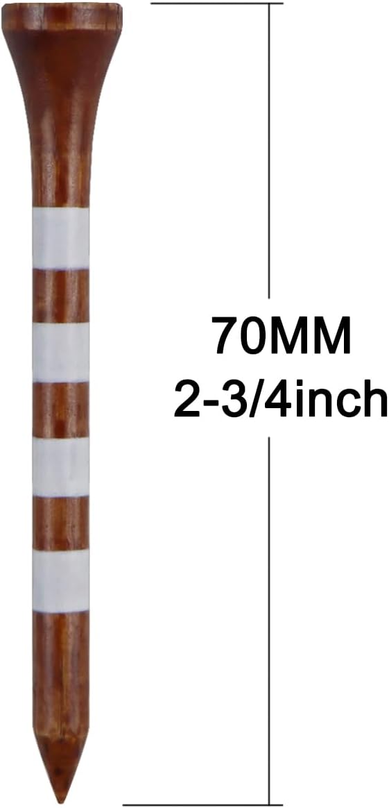 Wooden Golf Tees 3-1/4", 2-3/4", 2-1/8", 1-1/2" Available, 100 Count (Natural Color, White, Black, Blue, Red, Green, Yellow, Pink, Orange)