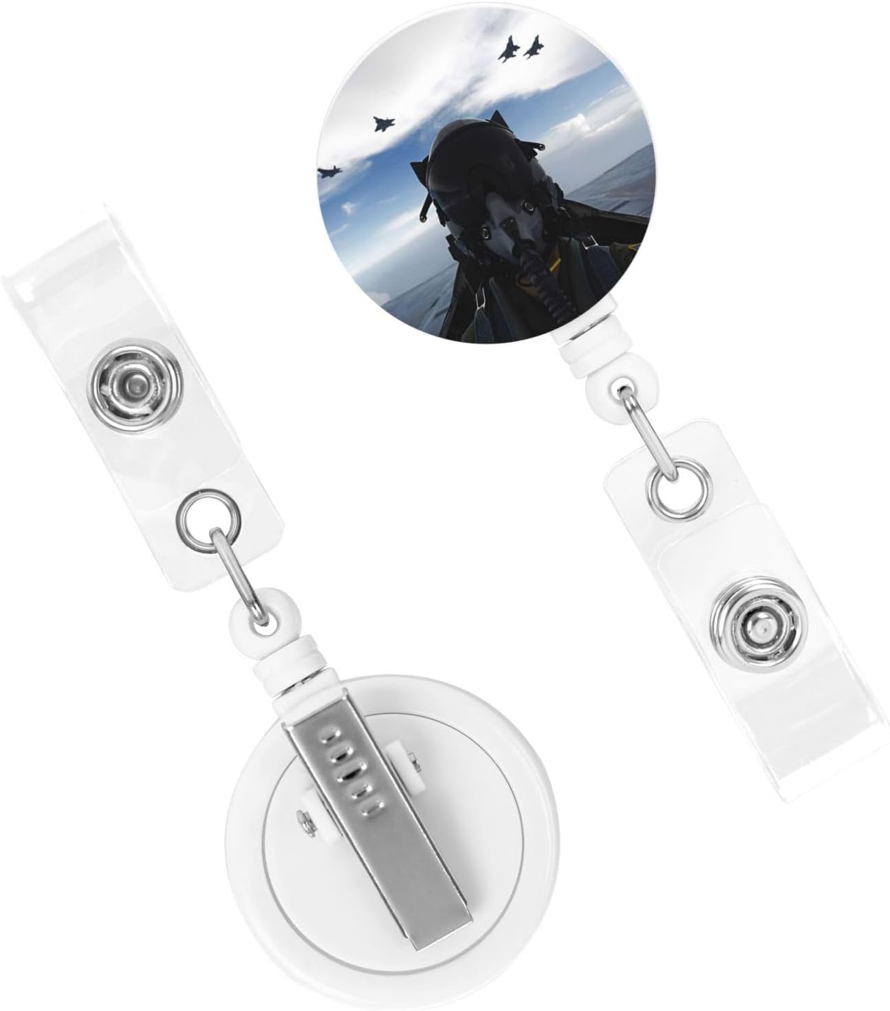 Fighter Pilot Badge Reels Retractable Badge Holder with Clip for Id Name Tag Office Worker Student Teacher Nurse Doctor