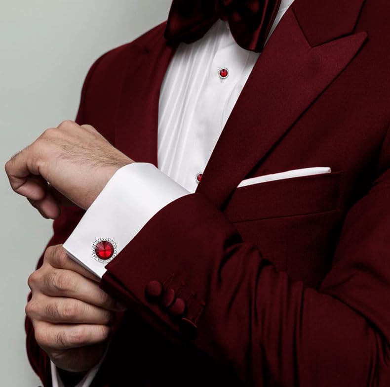 HAWSON Birthstone Tuxedo Studs and Cufflinks Set for Men's Suit Tuxedo Formal Dress Shirt Wedding Business Party Accessories