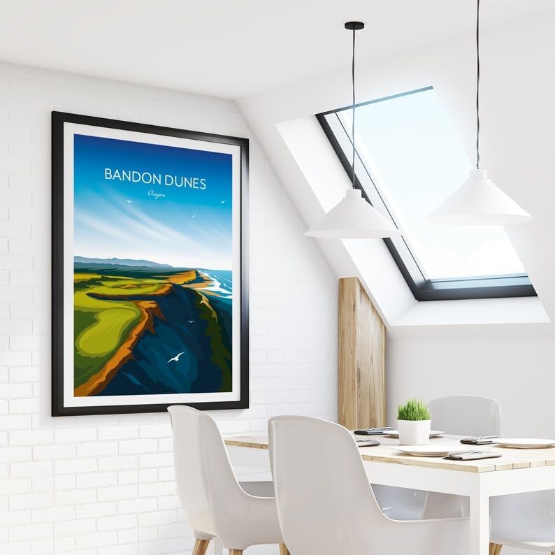 Bandon Dunes Golf Poster - Oregon Golf Course Resort, Oregon Golf Art, Coastal Golf Print, Vintage Golf Wall Decor, Scenic Golf Landscape, Golf Resort Artwork (Unframed) (9x11)
