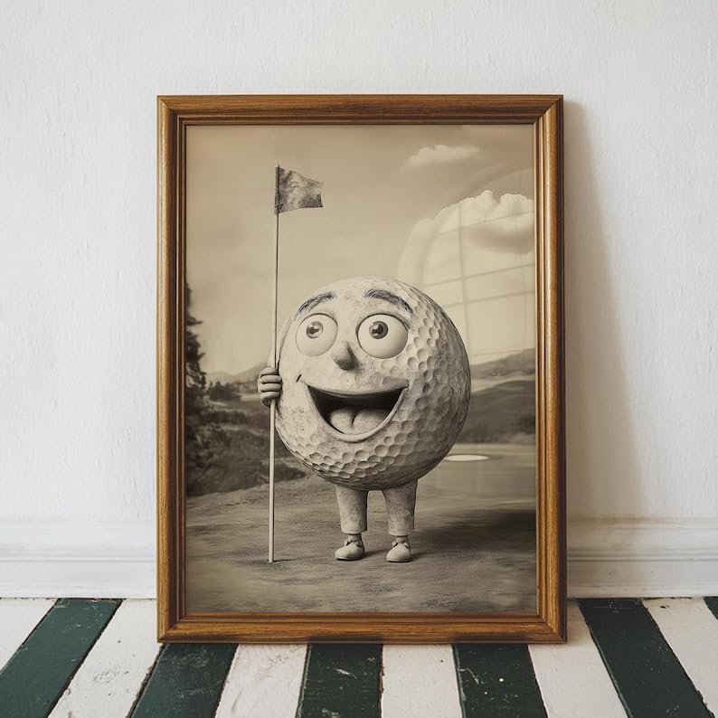 Nationcog Vintage Black and White Golf Wall Art, Retro Sports Photography Print for Bar, Office or Game Room Decor, Classic Golfer Artwork Gift for Dad (Unframed) (16x24)