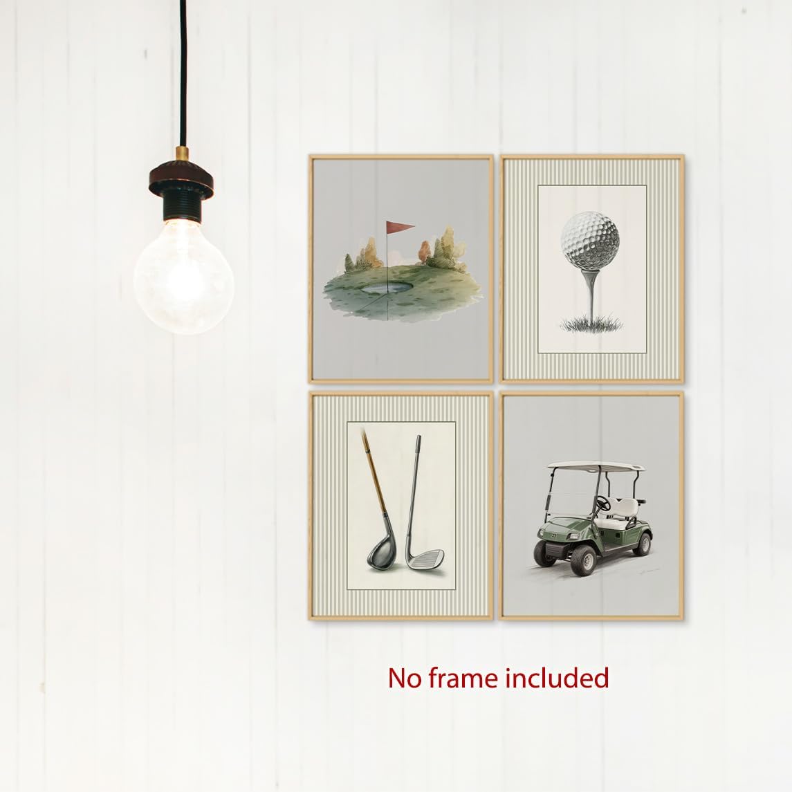 laveliabel Golf Wall Art Prints Set of 4 Unframed, Golf Pictures Wall Decor, GolfGifts for Men, Vintage Retro GolfCart GolfClub Poster Prints for Home Room GolfOffice WallDecor 8x10inches