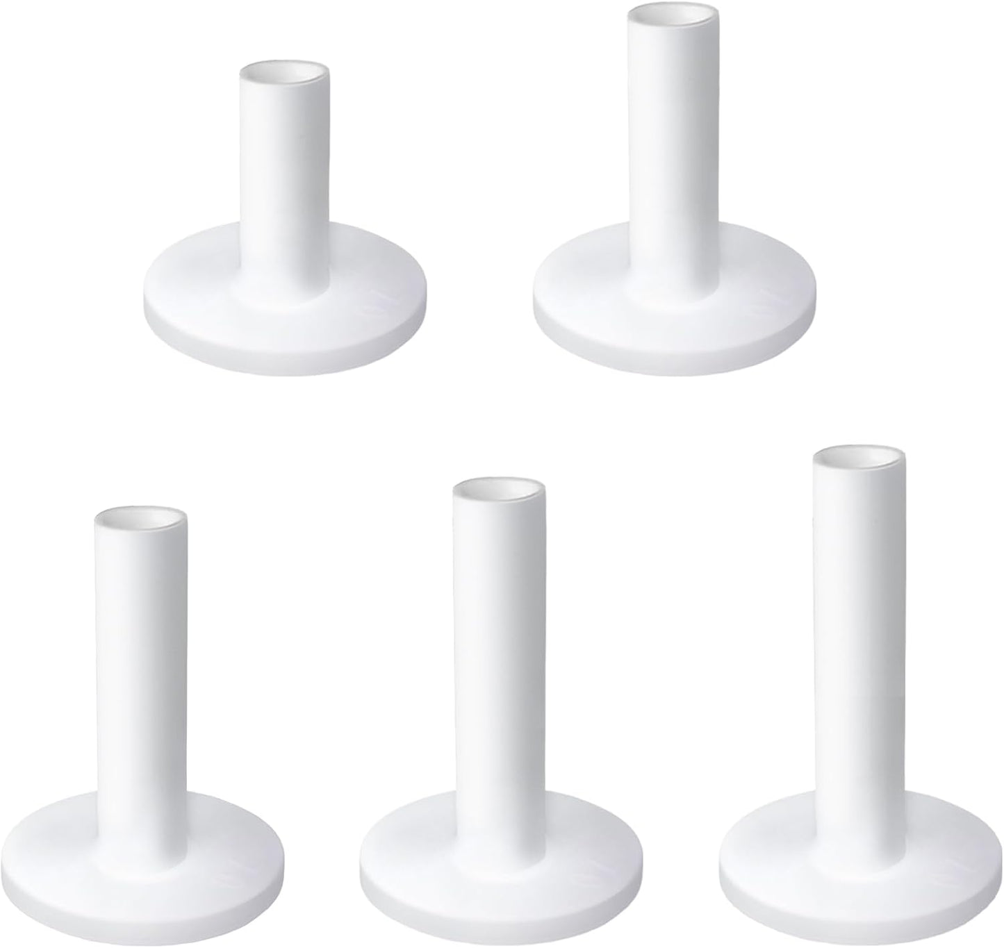Rubber Golf Tees for Mats,Unbreakable Stable Driving Range Tees for Golf Simulator Practice Mats,5-Piece Mixed Size Set(White)