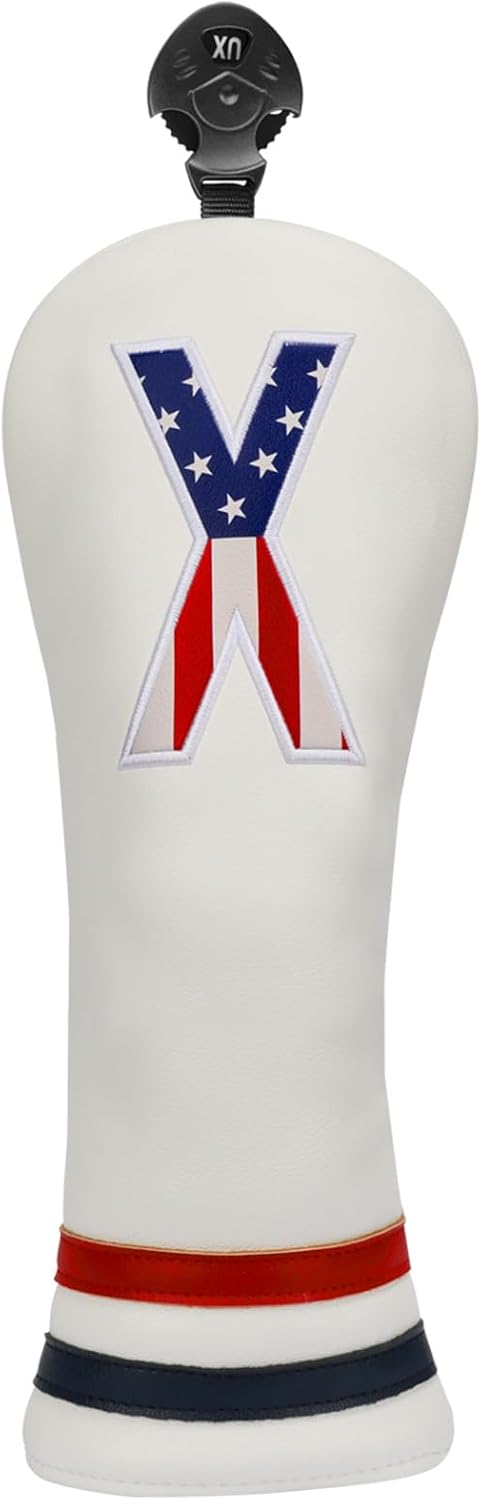 Golf Head Covers, 4pcs or 1pc USA Stars and Stripes Golf Club Covers for Woods and Driver Fairway Hybrid, PU Leather Golf Club Head Covers for Men Women with Interchangeable Tags, Fits Most Golf Clubs